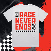 The Race Never Ends Men's Heavy Tee - White